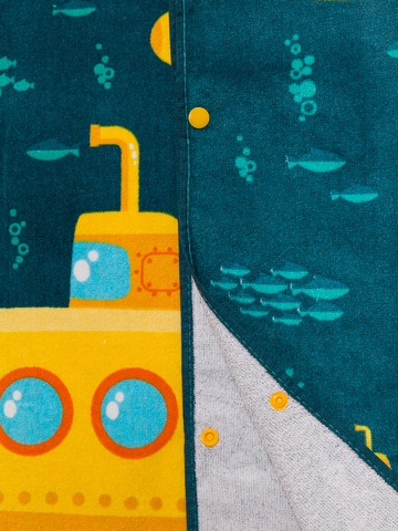 Kedvezmény Vidám gyerek strandponcsó Sárga tengeralattjáró