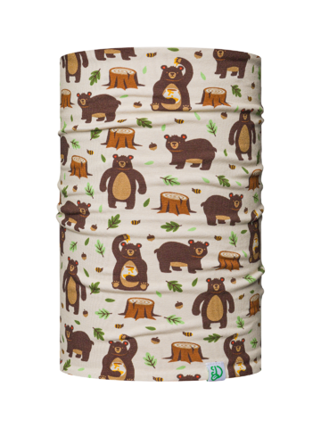 Výnimočný darček od Dedoles Весел детски комплект от лека плетена шапка и шал-яка Гладна мечка