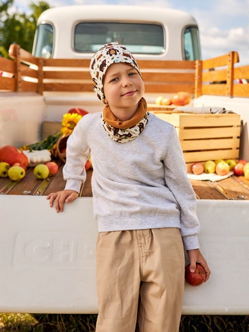 Tip na darček Ensemble bonnet tricoté léger / cache-cou rigolo pour enfants Ours affamé