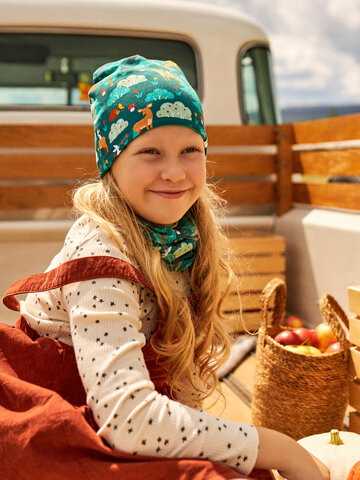 Potešte sa týmto kúskom Dedoles Set Buonumore per bambini berretto con pon-pon e scaldacollo leggeri Amici della foresta
