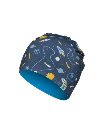 Obrázok produktu Весел детски комплект от лека плетена шапка и шал-яка Ракета в космоса