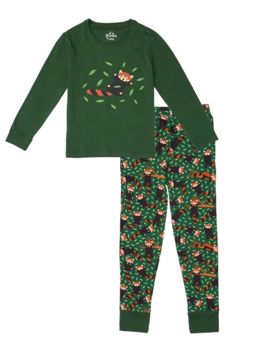 Lifestyle foto Veselé detské pyžamo Panda červená