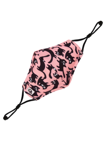 Lifestyle foto Vrolijk antibacterieel mondkapje voor kinderen Roze katten