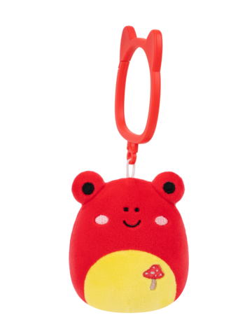 Výnimočný darček od Dedoles Portachiavi Squishmallows Obu la rana tropicale rossa con ricamo di funghi, 9 cm