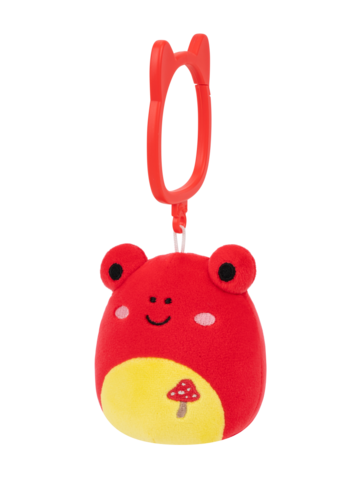 Potešte sa týmto kúskom Dedoles Portachiavi Squishmallows Obu la rana tropicale rossa con ricamo di funghi, 9 cm