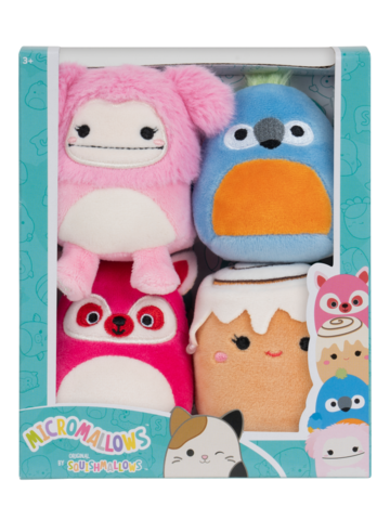 ОТСТЪПКА Комплект от 4 плюшени играчки Squishmallows Micromallows – Шанел, Брина, Лусия, Тенис