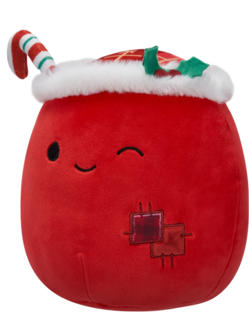 Lifestyle foto Squishmallows Carrie la calza dei regali che fa l'occhiolino con patchwork, 20 cm