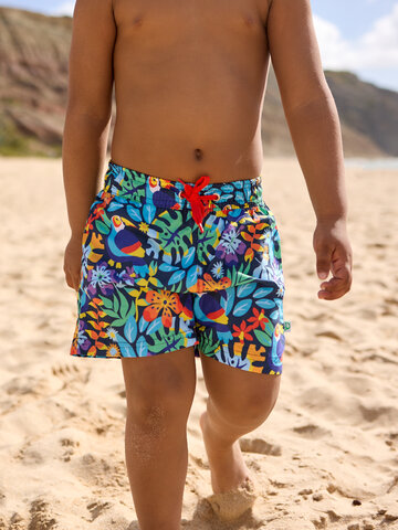 Tip na darček Veselé chlapčenské plavkové šortky Tukan v džungli