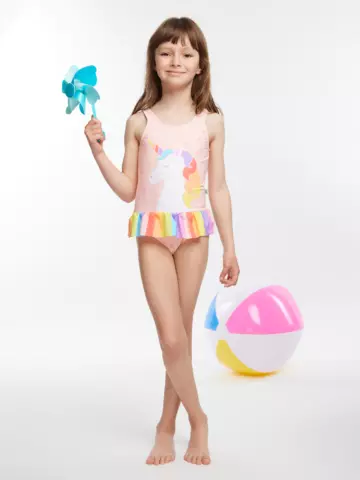 Foto Veselé dívčí plavky Barevný jednorožec