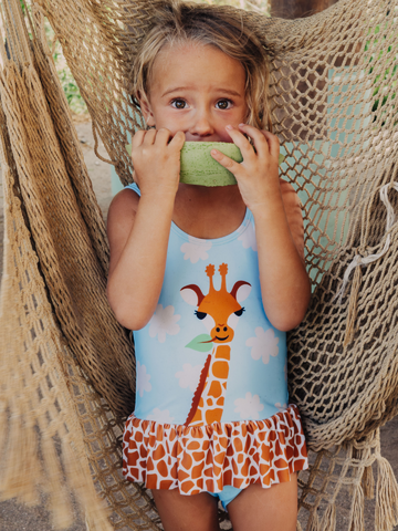 Výpredaj Veselé dievčenské plavky Roztomilá žirafa