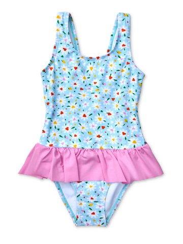 Lifestyle foto Veselé dívčí plavky Srdíčka a sedmikrásky