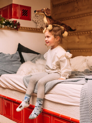 Kedvezmény Vidám meleg gyerek zokni Kutya a hóban