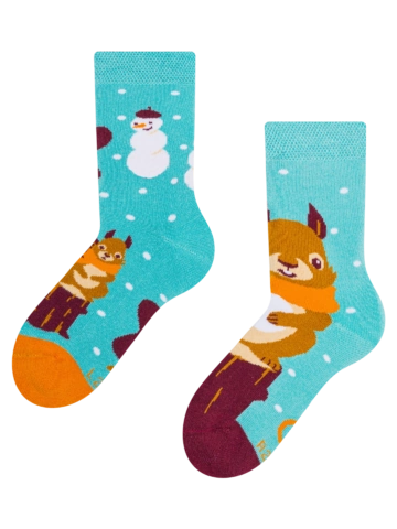 Pre dokonalý a originálny outfit Veselé detské teplé ponožky Zimná veverička