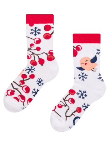 Hľadáte originálny a nezvyčajný darček? Obdarovaného zaručene prekvapí Veselé detské teplé ponožky Zimné bobule