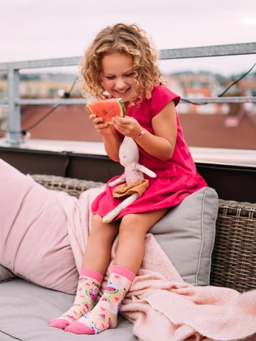 Výprodej Veselé dětské ponožky Kočka s melounem