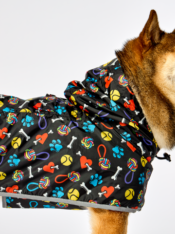 Geschenk von Dedoles Regenmantel für Hunde Herzen und Pfoten
