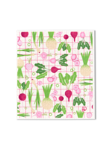 Obrázok produktu Confezione da 3 panni in spugna da cucina Verdure primaverili