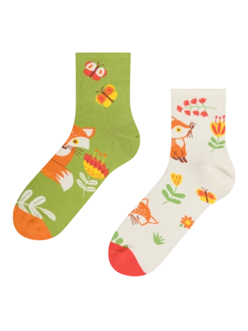 Pomysły na prezenty Wesołe skarpetki do łydek Lis i motyle