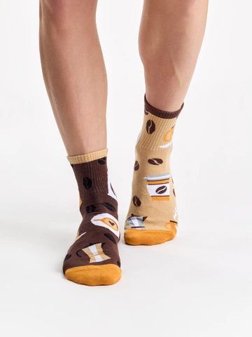 Lifestyle foto Veselé lýtkové ponožky Ranní káva