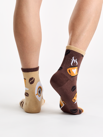 Eredeti ajándék a Dedolestől Vidám vádlizokni Reggeli kávé