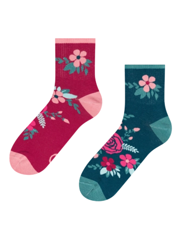 Zľava Chaussettes mi-mollet rigolotes Fleurs d'églantier