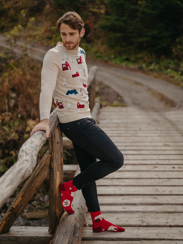 Zľava Veselé vlnené ponožky Snehová krajina