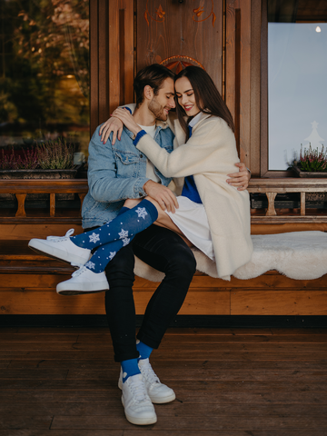 Lifestyle foto Chaussettes rigolotes en laine Paysage hivernal féérique