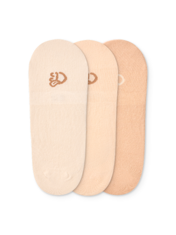ОТСТЪПКА Памучни невидими чорапи, 3 чифта, класически бежови