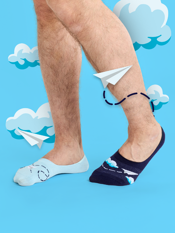Lifestyle foto Chaussettes invisibles rigolotes Avions en papier et nuages