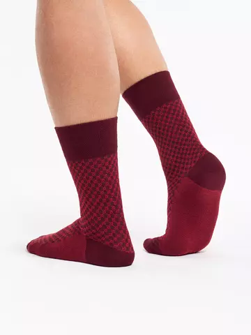Zľava Chaussettes à motifs marron et rouges