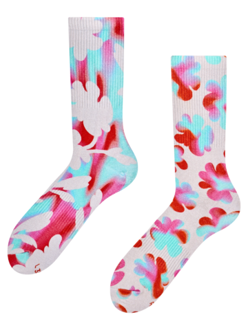 Kedvezmény Bordázott zokni Vidám virágok