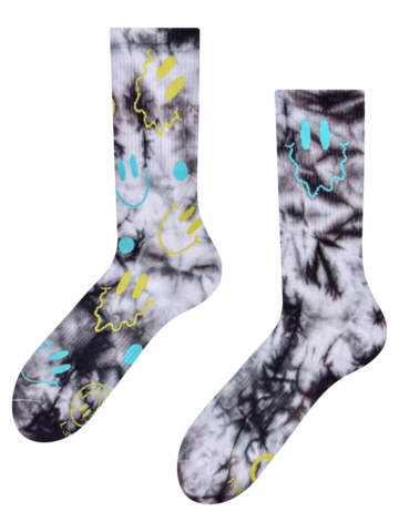 Lifestyle fotó Bordázott zokni Ragyogó szmájlik