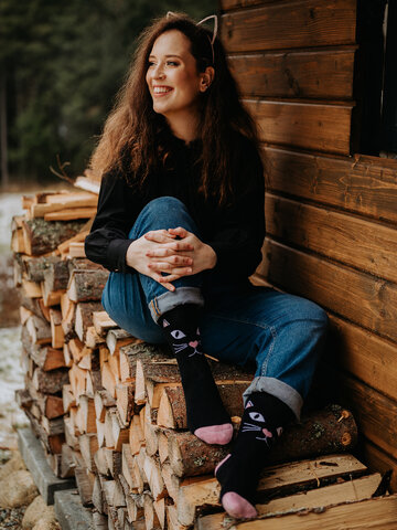 Ajándék tipp Vidám meleg zokni Macskanézés