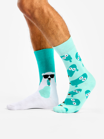 Kedvezmény Vidám meleg zokni Maci és jégkrém