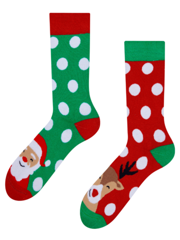 Eredeti és szokatlan ajándékot keres? a megajándékozottat garantáltan meglepi Vidám meleg zokni Télapó és Rudi