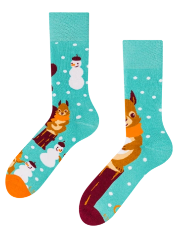 Obrázok produktu Veselé teplé ponožky Zimná veverička