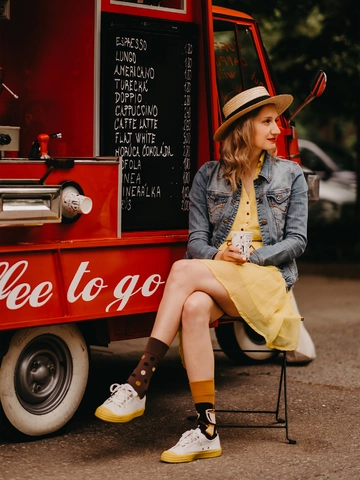 Výpredaj Veselé bambusové ponožky Kávové zrnká