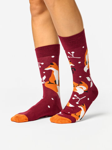 Szerezzen magának örömet ezzel a Dedoles darabbal Vidám bambusz zokni Róka és levelek