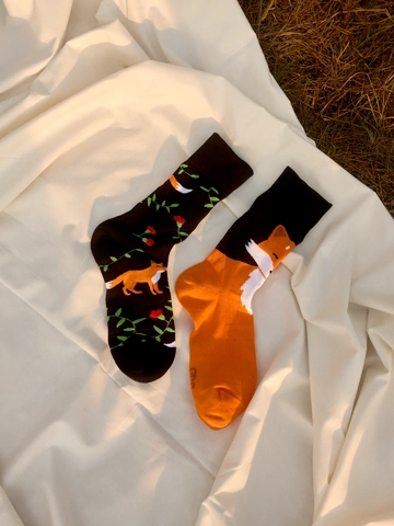 Lifestyle-Foto Lustige Socken Fuchs und Blüten