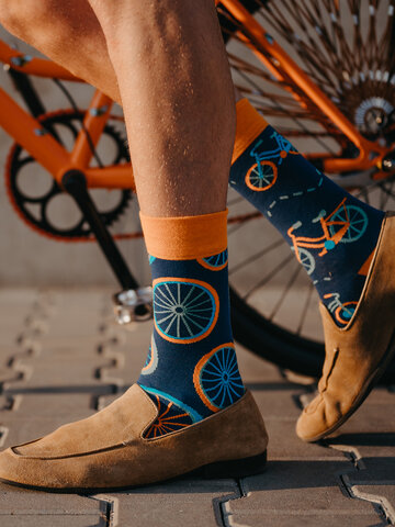verdrievoudigen onderwerp Zichzelf Vrolijke sokken Oranje fiets | Dedoles