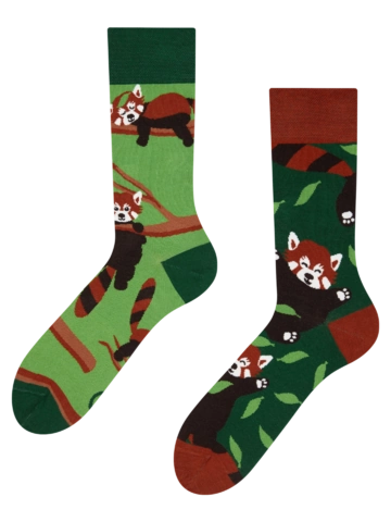 Foto Veselé ponožky Panda červená