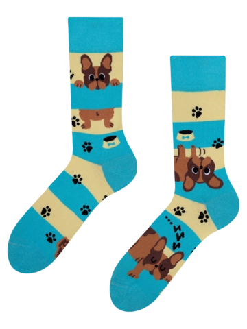 Hľadáte originálny a nezvyčajný darček? Obdarovaného zaručene prekvapí Chaussettes rigolotes Chiens et rayures