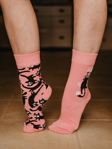Lifestyle fotó Vidám zokni Rózsaszín cicák