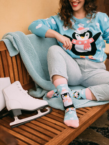 Ajándék tipp Vidám zokni Korcsolyázó pingvin