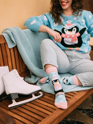 Tip na darček Vesele čarape Pingvin na klizaljkama