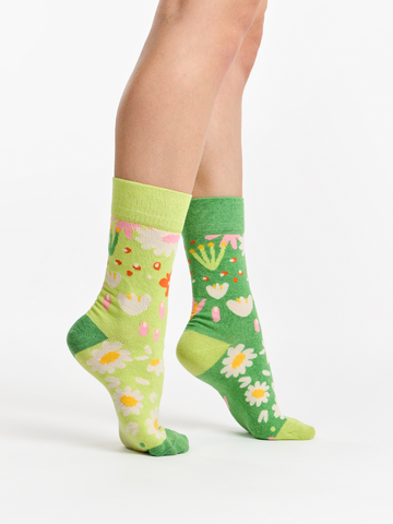 Tip na darček Chaussettes rigolotes en coton recyclé Jardin de fleurs