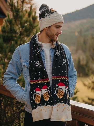 Výpredaj Veselý pánsky pletený šál Čapované pivo