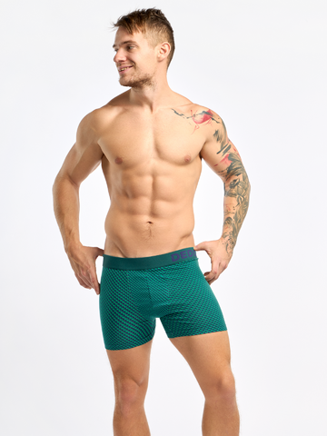 Pre dokonalý a originálny outfit Blauw-groene trunks voor heren met patroon