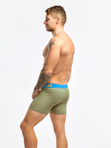 Výnimočný darček od Dedoles Boxer aderenti da uomo stampati blu e giallo