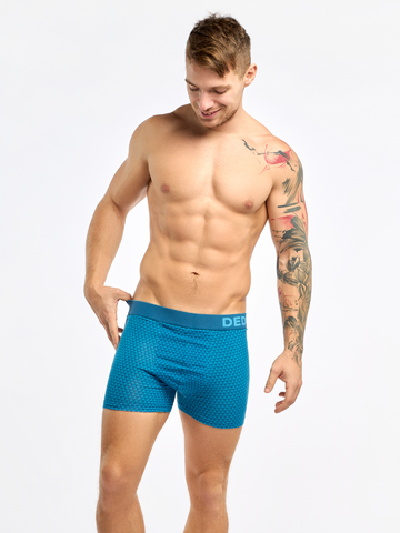 Zľava Boxer aderenti da uomo stampati blu smeraldo